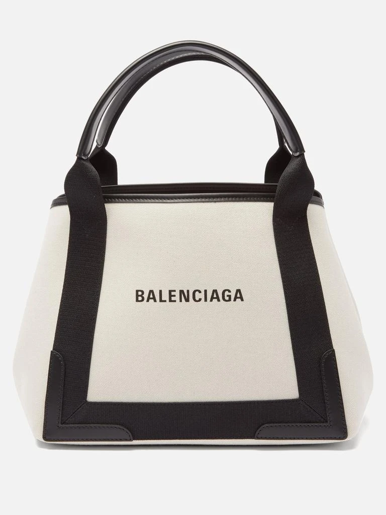 商品Balenciaga|Cabas S logo-print leather-trim canvas bag,价格¥8151,第1张图片