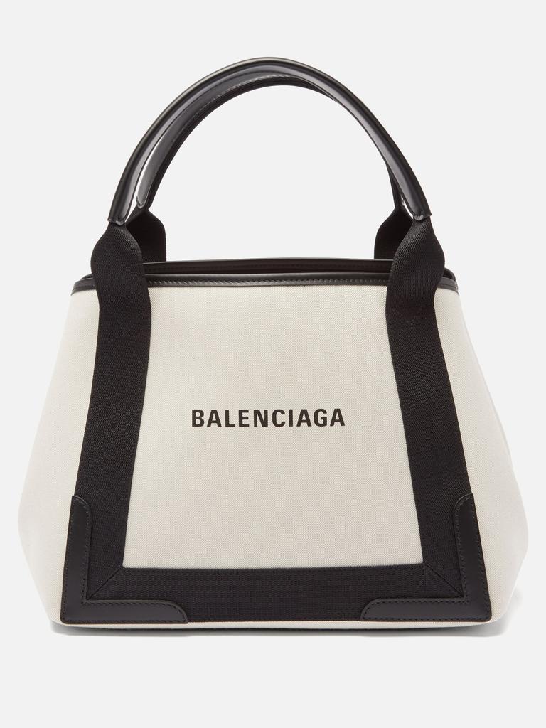 商品Balenciaga|Cabas S logo-print leather-trim canvas bag,价格¥6616,第1张图片