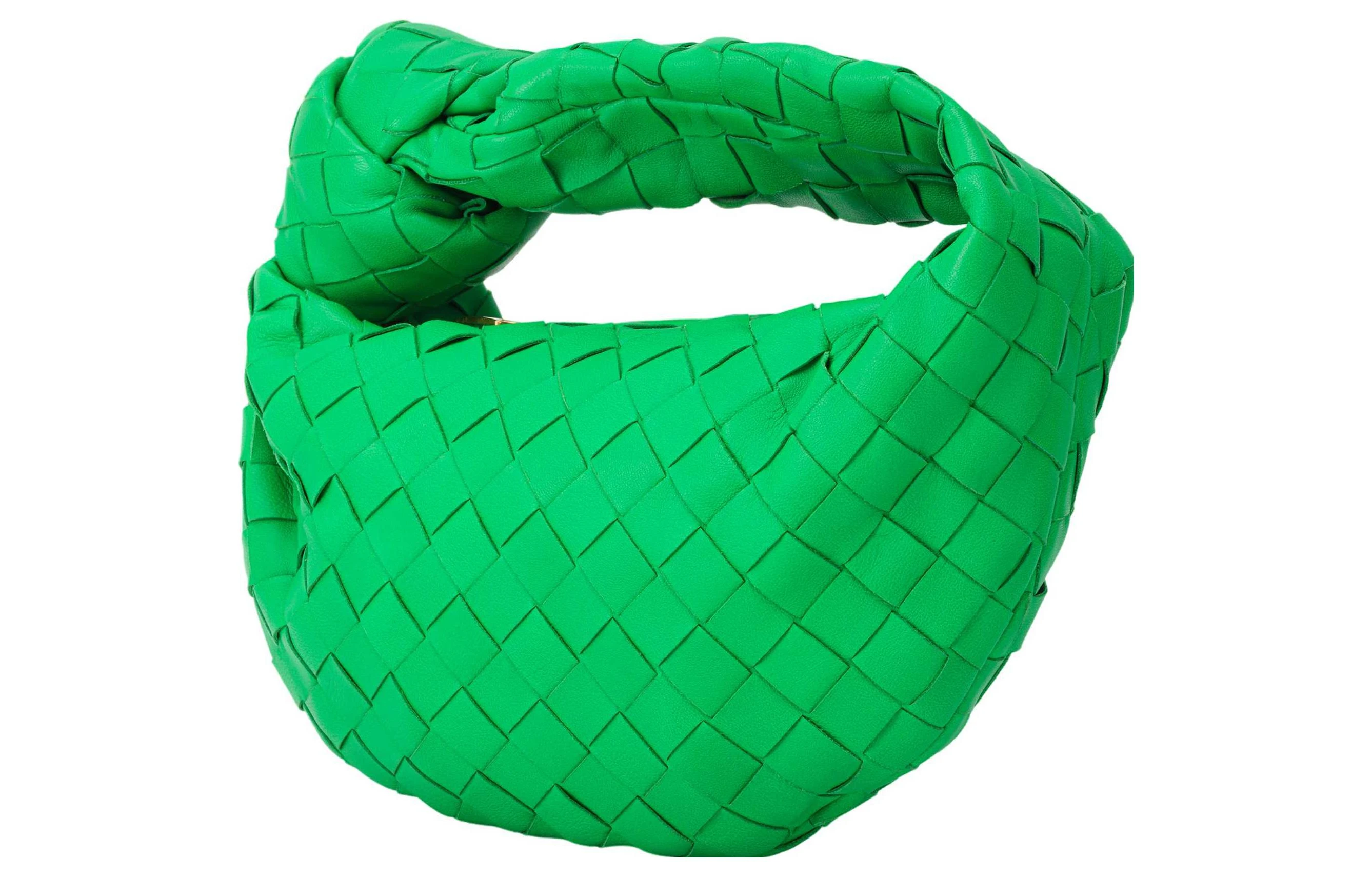 商品[国内直发] Bottega Veneta|葆蝶家 BV JODIE 编织拉链开合 皮革 饺子包手拿包 迷你 女款 绿色,价格¥11508,第3张图片详细描述
