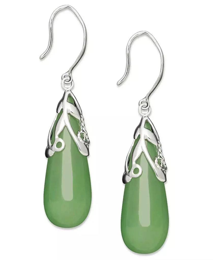 商品Macy's|Dyed Jade Leaf Top Teardrop Earrings in Sterling Silver,价格¥374,第1张图片