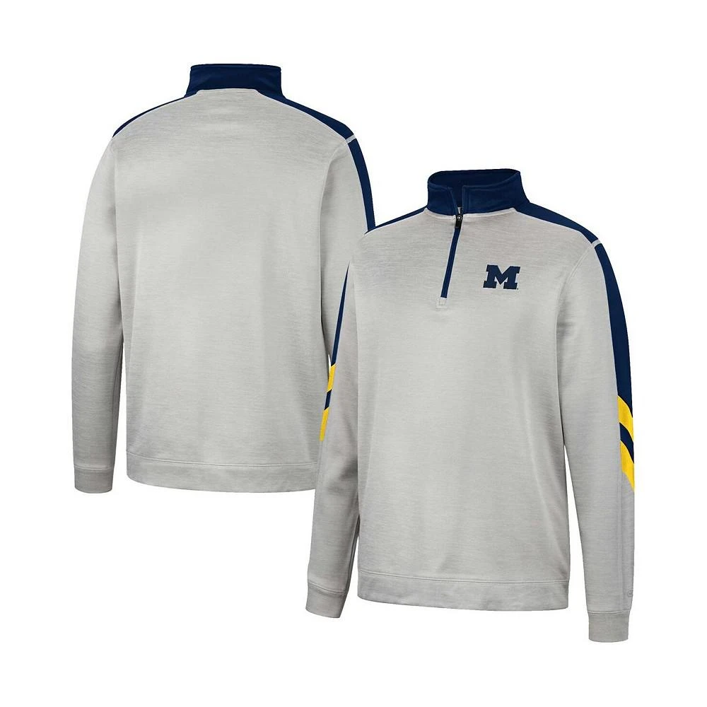 商品Colosseum|Men's Gray, Navy Michigan Wolverines Bushwood Fleece Quarter-Zip Jacket,价格¥338,第1张图片