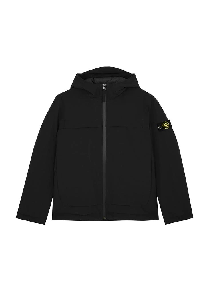 商品Stone Island|KIDS Black hooded softshell jacket (10-12 years),价格¥2192,第1张图片