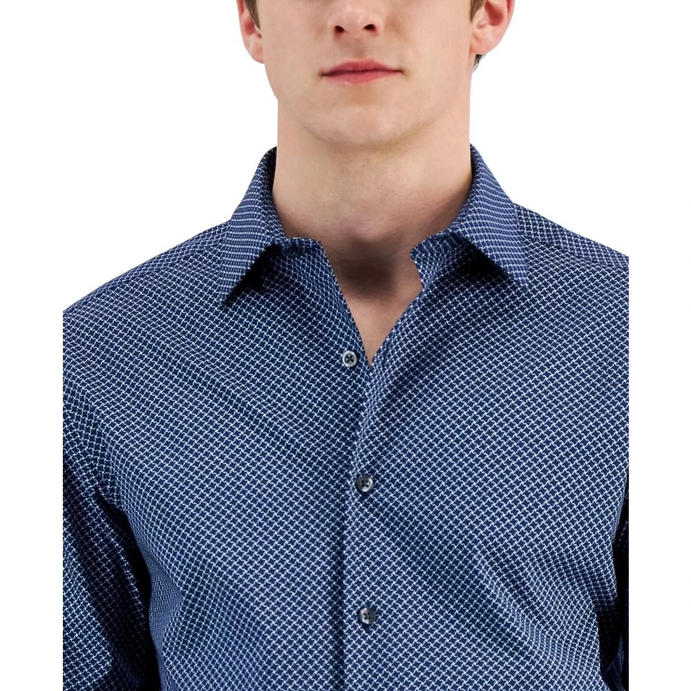 商品Alfani|Men's Slim Fit 2-Way Stretch Stain Resistant Puzzle Print Dress Shirt, Created for Macy's,价格¥191,第3张图片详细描述