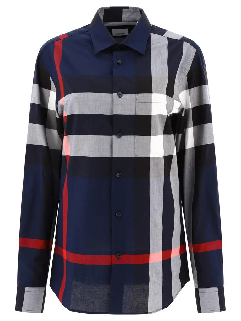 商品Burberry|Check Shirt Shirts Blue,价格¥2936,第1张图片