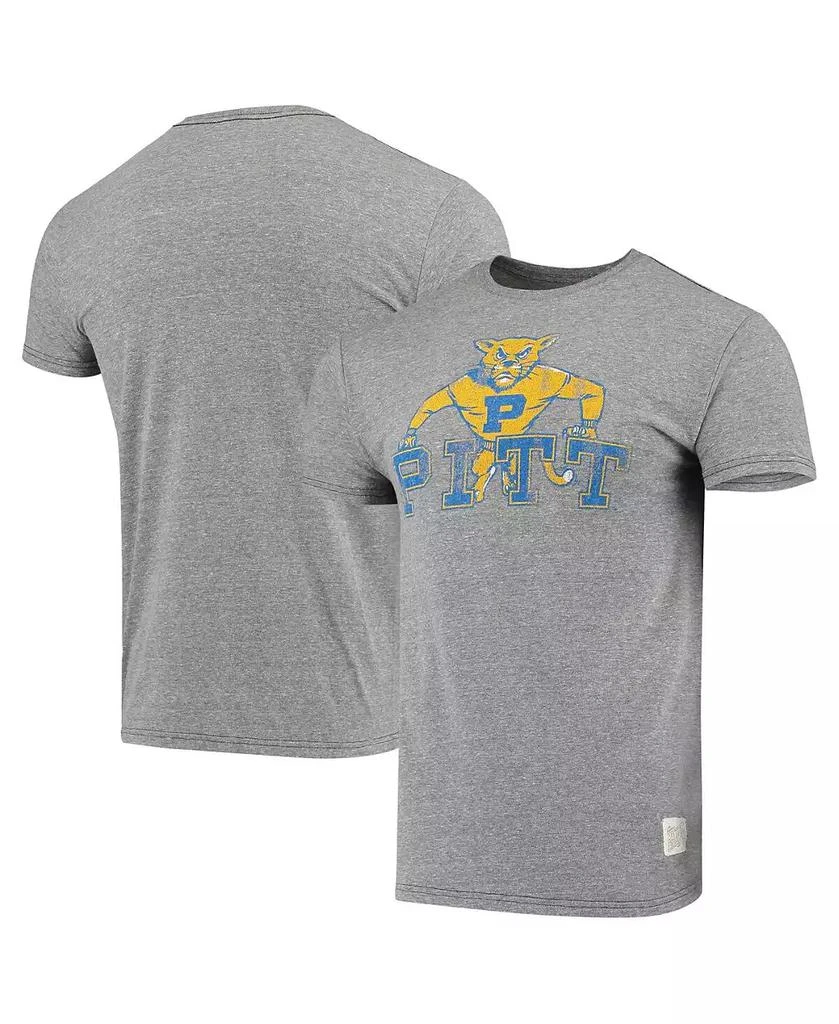 商品The Original Retro Brand|Men's Heathered Gray Pitt Panthers Team Vintage-Like Tri-Blend T-shirt,价格¥259,第1张图片