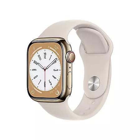 Apple Watch Series 8 GPS + Cellular 41mm Stainless Steel Case with Sport Band (Choose Color and Band Size)商品第1张图片规格展示
