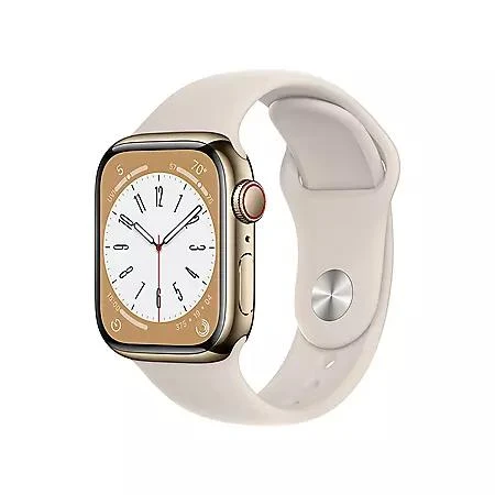 商品Apple|Apple Watch Series 8 GPS + Cellular 41mm Stainless Steel Case with Sport Band, Choose Color and Band Size,价格¥5480,第1张图片