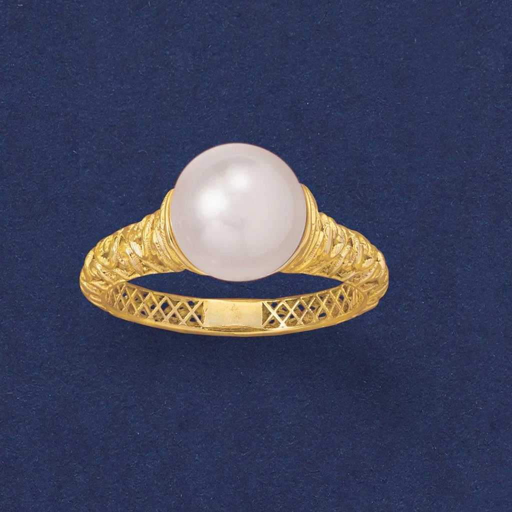 商品Ross-Simons|9-9.5mm Cultured Pearl Filigree Ring in 14kt Yellow Gold,价格¥3609,第4张图片详细描述