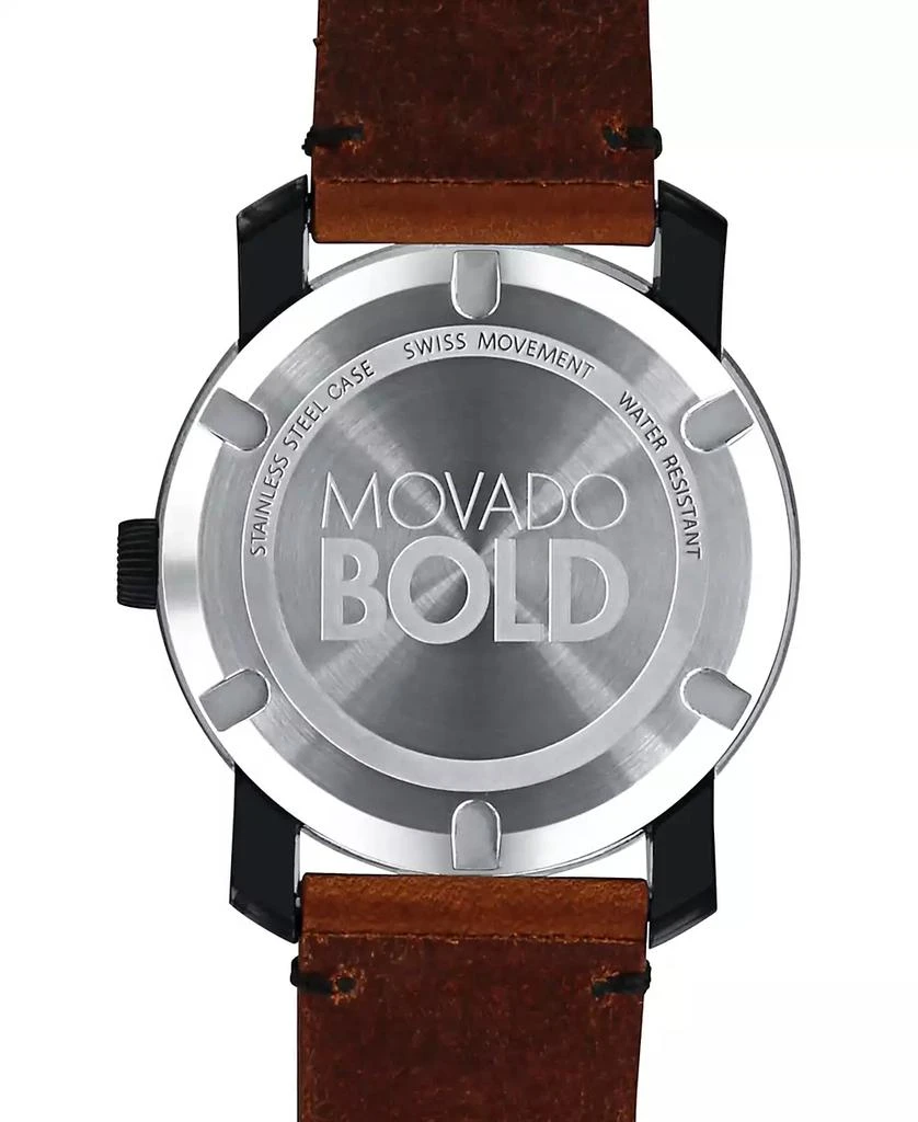 商品Movado|摩凡陀Movado Unisex Swiss Bold Rustic Brown Leather Strap Watch 42mm 3600305,价格¥2568,第4张图片详细描述