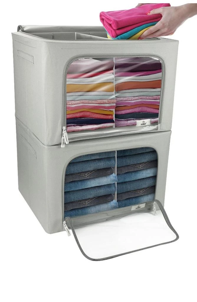 商品SORBUS|Storage Bin Set with Divided Interior - Clear,价格¥261,第1张图片