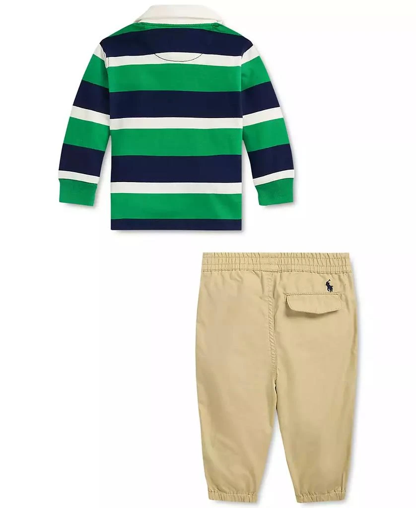 商品Ralph Lauren|Baby Boys Cotton Striped Rugby Shirt & Jogger Pants, 2 Piece Set,价格¥360,第2张图片详细描述