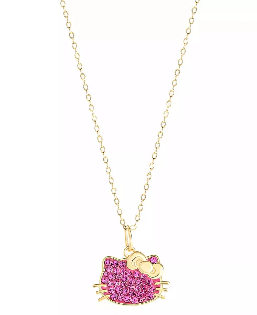 商品Macy's|Hello Kitty Fuchsia Crystal & Enamel Cluster Silhouette 18" Pendant Necklace in 18k Gold-Plated Sterling Silver,价格¥202,第3张图片详细描述