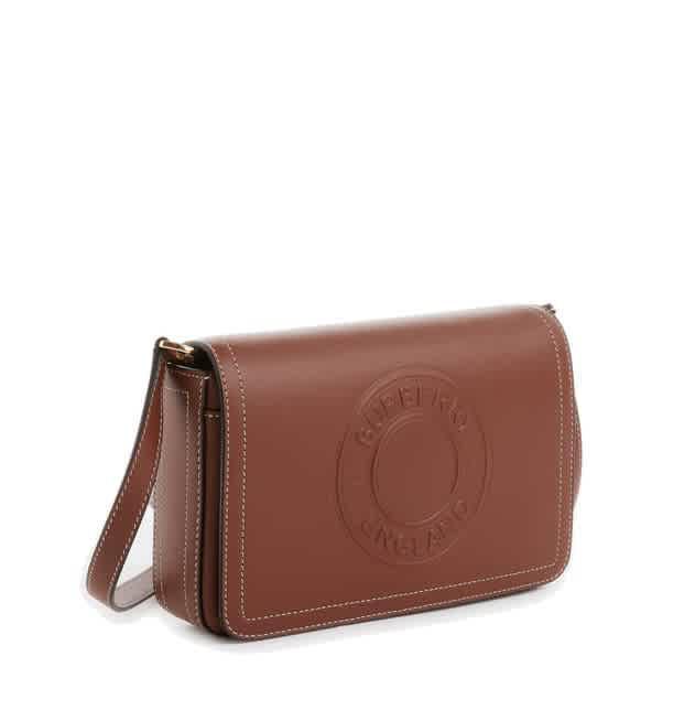 商品Burberry|Burberry Tan Small Leather Logo Debossed Crossbody Bag,价格¥4191,第4张图片详细描述