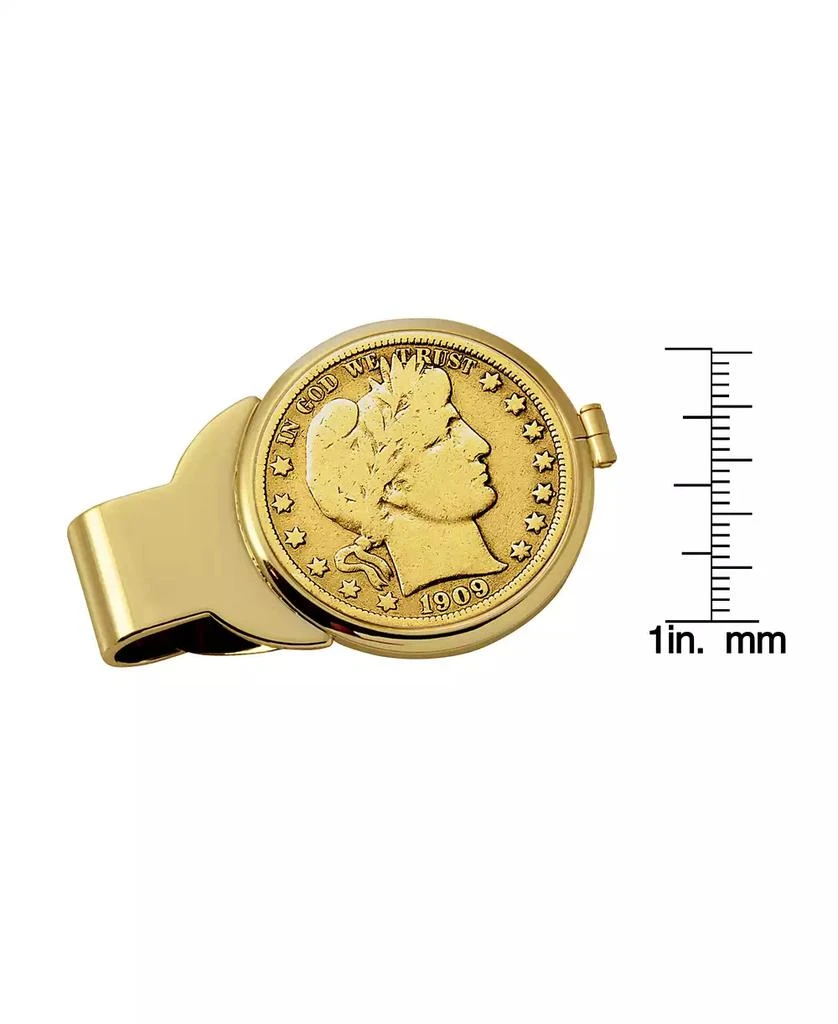 商品American Coin Treasures|Men's Gold-Layered Silver Barber Half Dollar Coin Money Clip,价格¥673,第3张图片详细描述