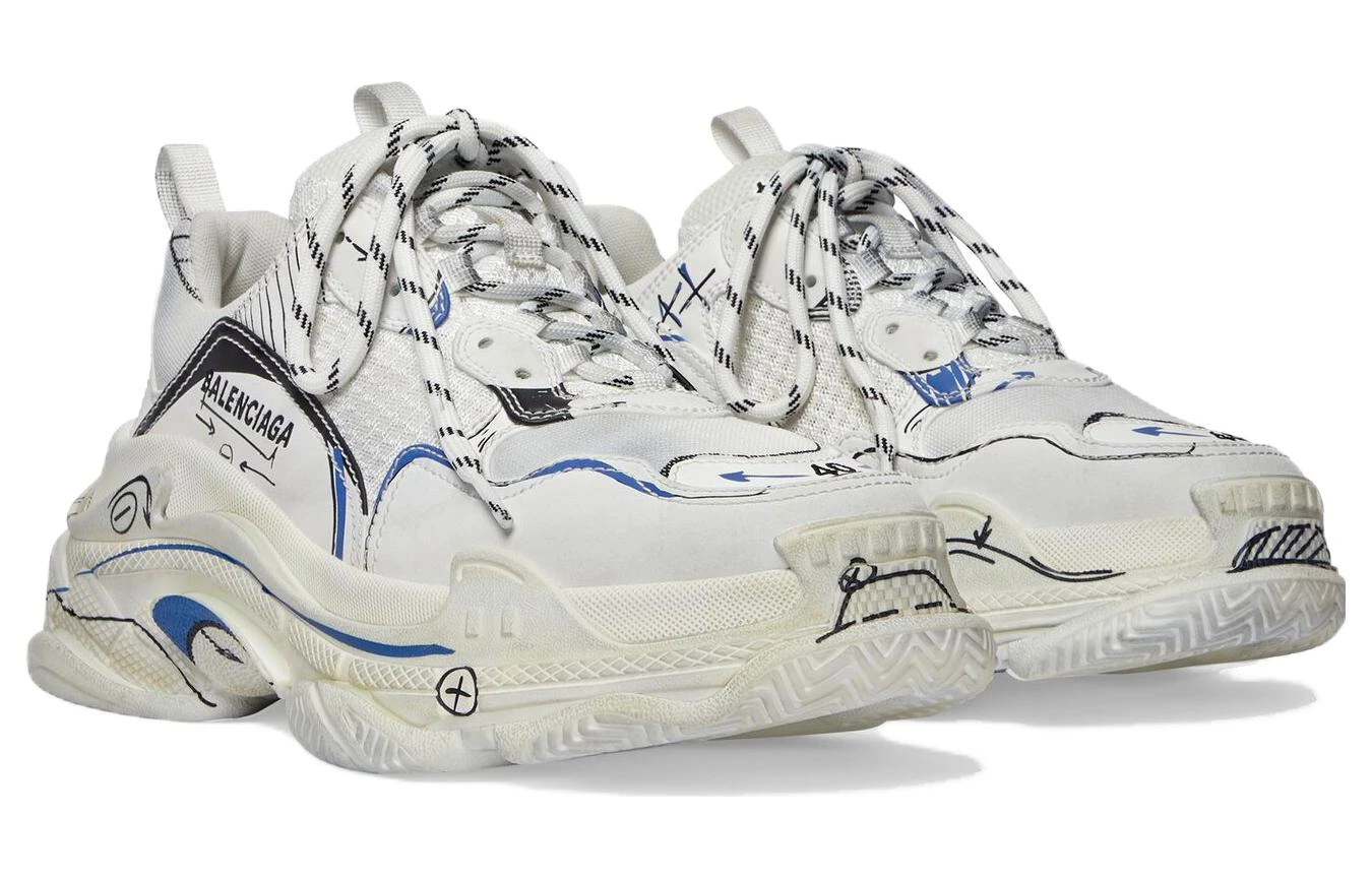 商品[国内直发] Balenciaga|巴黎世家 Triple S 系带 时尚 低帮 老爹鞋 男款 白色 做旧版,价格¥7962,第4张图片详细描述