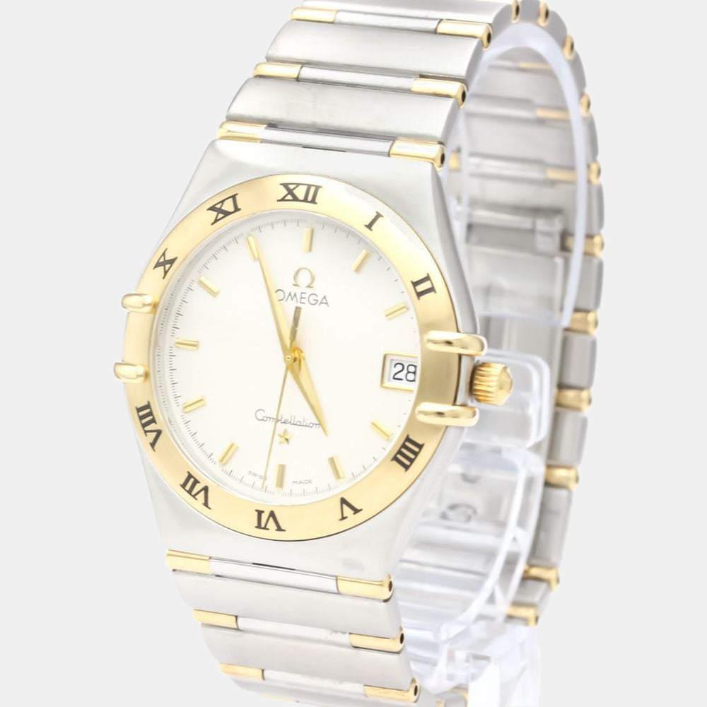 Omega Silver 18k Yellow Gold And Stainless Steel Constellation 1312.30 Quartz Men's Wristwatch 33 mm商品第1张图片规格展示