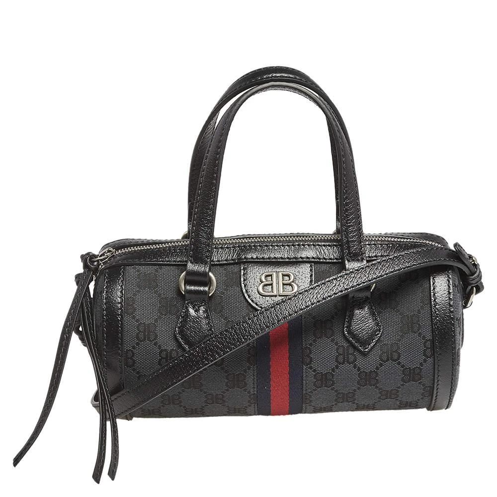 商品Balenciaga|Balenciaga x Gucci Black Canvas and Leather The Hacker Project Boston Bag,价格¥15788,第1张图片