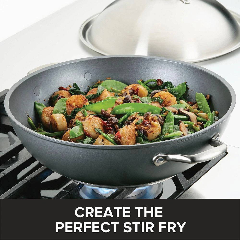 Accolade Hard-Anodized Precision Forge 13.5" Wok with Lid, Moonstone 商品