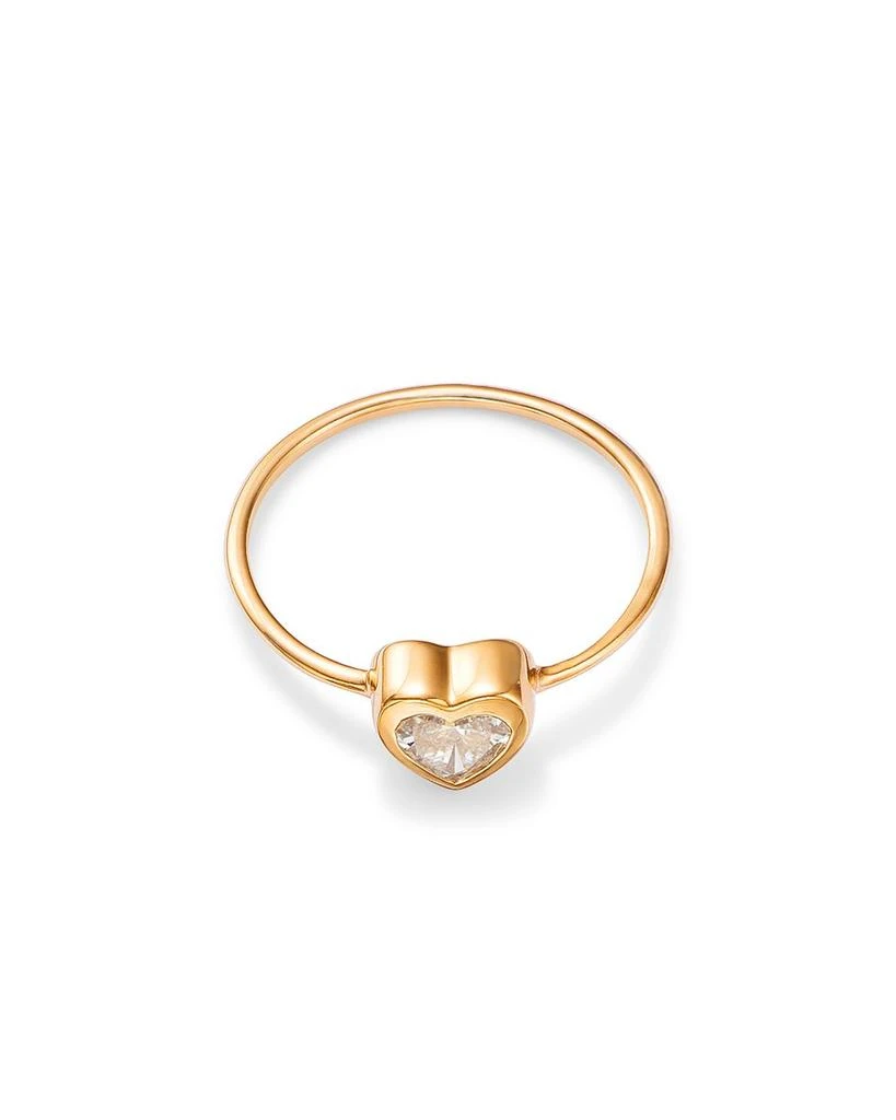 14K Yellow Gold Lab Grown Diamond Heart Bezel Solitaire Ring 商品