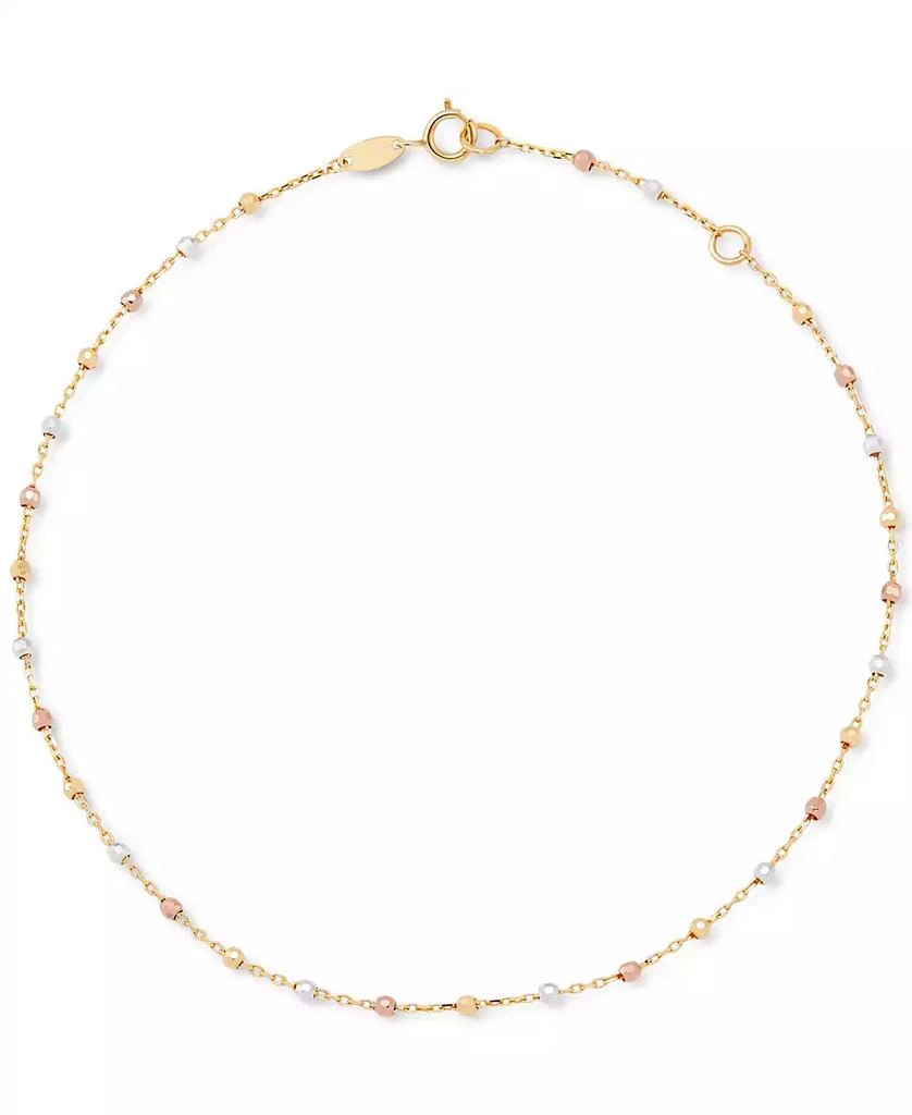 商品Macy's|Beaded Ankle Bracelet in 10k Tricolor Gold,价格¥1646,第1张图片