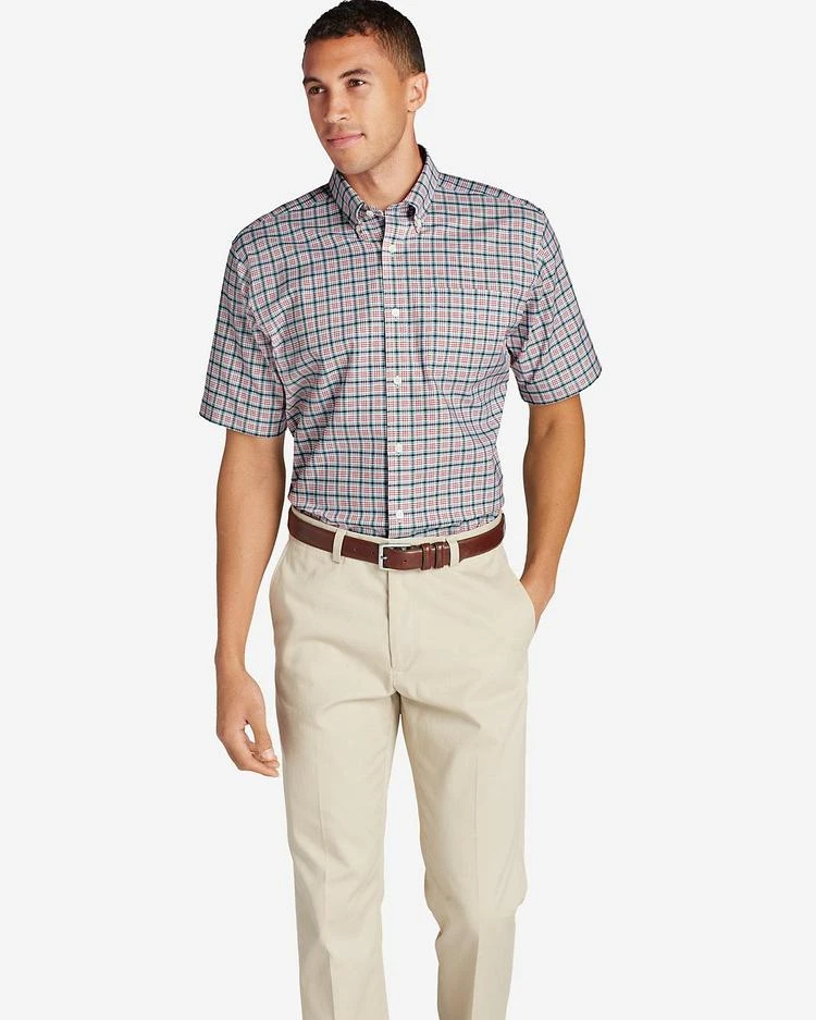 商品Eddie Bauer|Men&#39;s Wrinkle-Free Relaxed Fit Short-Sleeve Oxford Cloth Shirt - Pattern,价格¥261,第3张图片详细描述