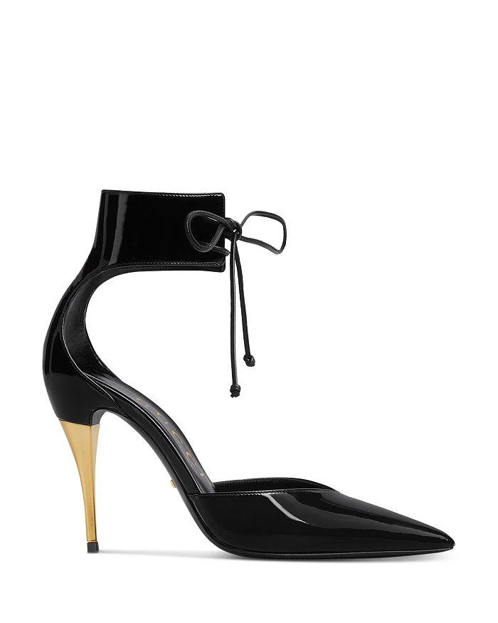 商品Gucci|Women's Pointed Toe Ankle Tie High Heel Pumps,价格¥7415,第2张图片详细描述