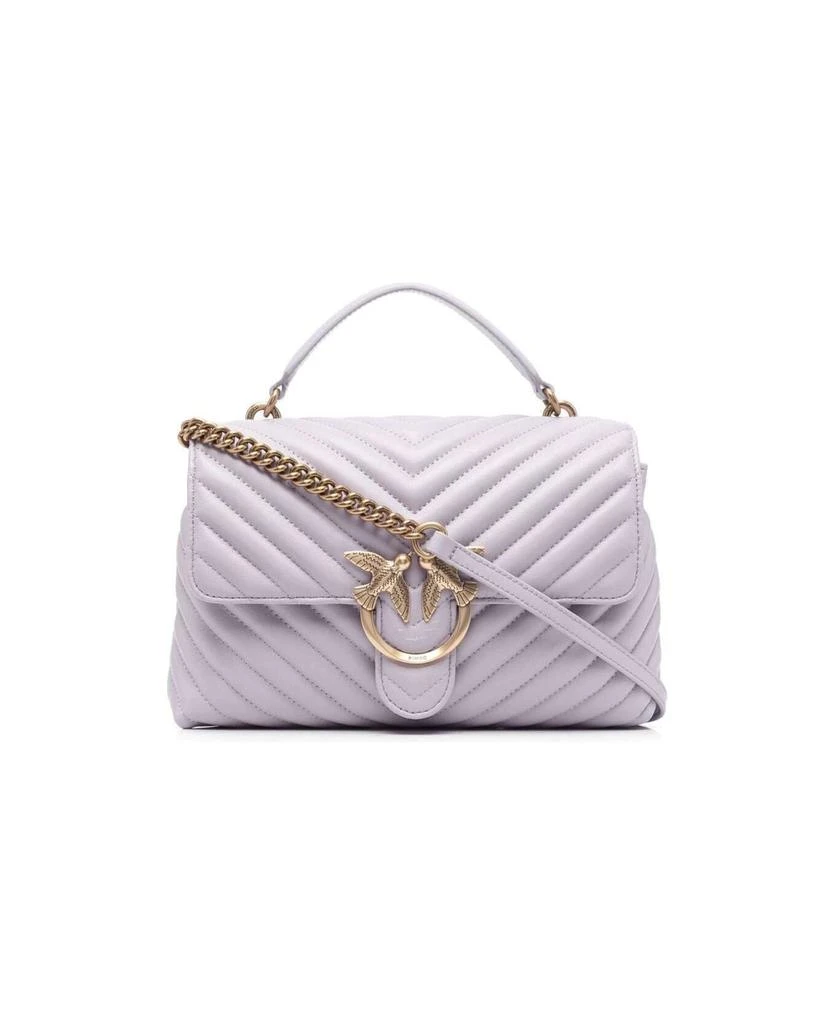商品PINKO|Love Lady Lilac Chevron Leather Crossbody Bag Woman,价格¥2356,第1张图片