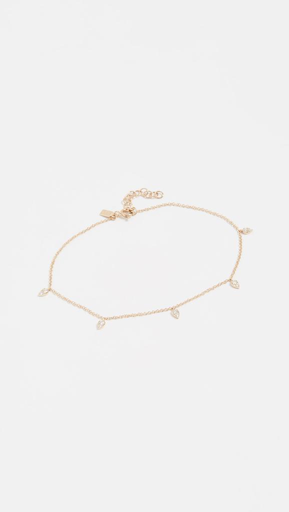 商品Effy|EF Collection 14k 钻石迷你泪滴链踝链,价格¥6246,第4张图片详细描述