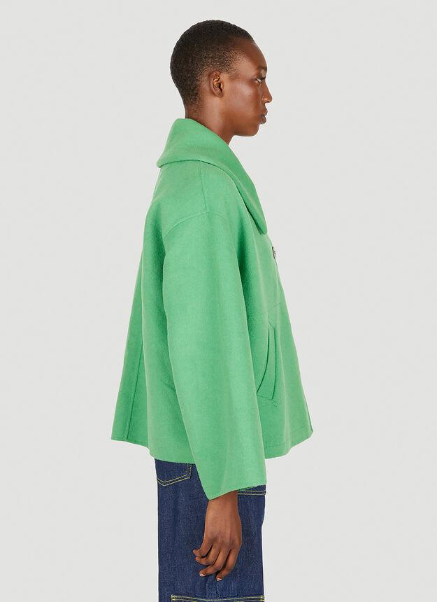 Oversized Collar Jacket in Green商品第3张图片规格展示