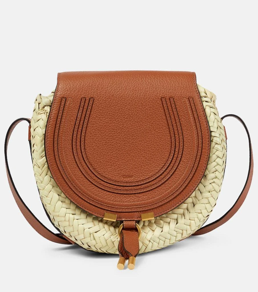 商品Chloé|Marcie leather-trimmed raffia shoulder bag,价格¥5377,第1张图片