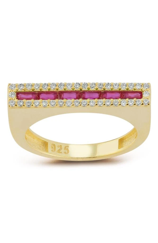 商品Sphera Milano|14K Gold Plated Sterling Silver Cubic Zirconia Bar Ring,价格¥349,第2张图片详细描述