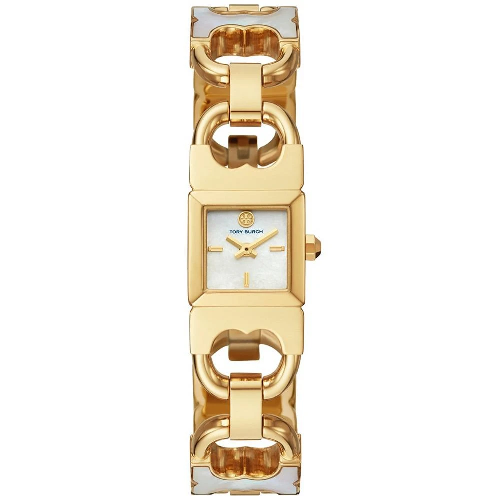 商品Tory Burch|Women's Double T-Link White & Gold-Tone Stainless Steel Bracelet Watch 22mm,价格¥2480,第2张图片详细描述