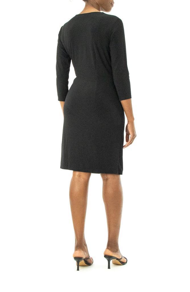 商品Nina Leonard|Surplice Neck Three-Quarter Sleeve O-Ring Faux Wrap Dress,价格¥222,第4张图片详细描述