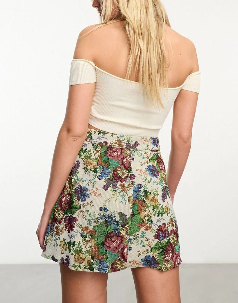商品ASOS|ASOS DESIGN mini skirt in tapestry jacquard,价格¥97,第4张图片详细描述