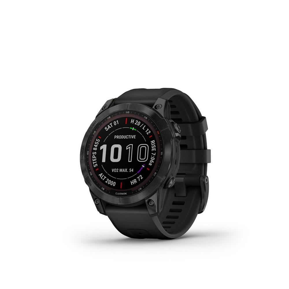 商品Garmin|Unisex Fenix 7 Sapphire Solar Black Diamond like Carbon Titanium with Black Silicone Band Smart Watch 47mm,价格¥5894,第1张图片