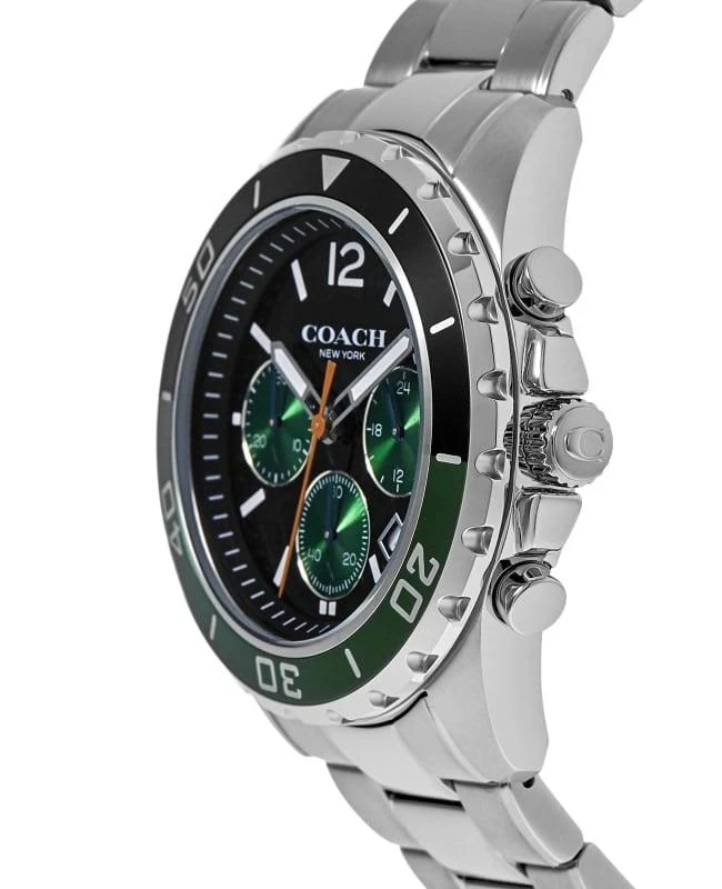 商品Coach|Coach Kent Black & Green Chronograph Dial Steel Men's Watch 14602557,价格¥1977,第3张图片详细描述