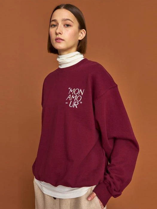 商品HIDDEN FOREST MARKET|MON AMOUR Sweatshirt_Burgundy,价格¥721,第2张图片详细描述