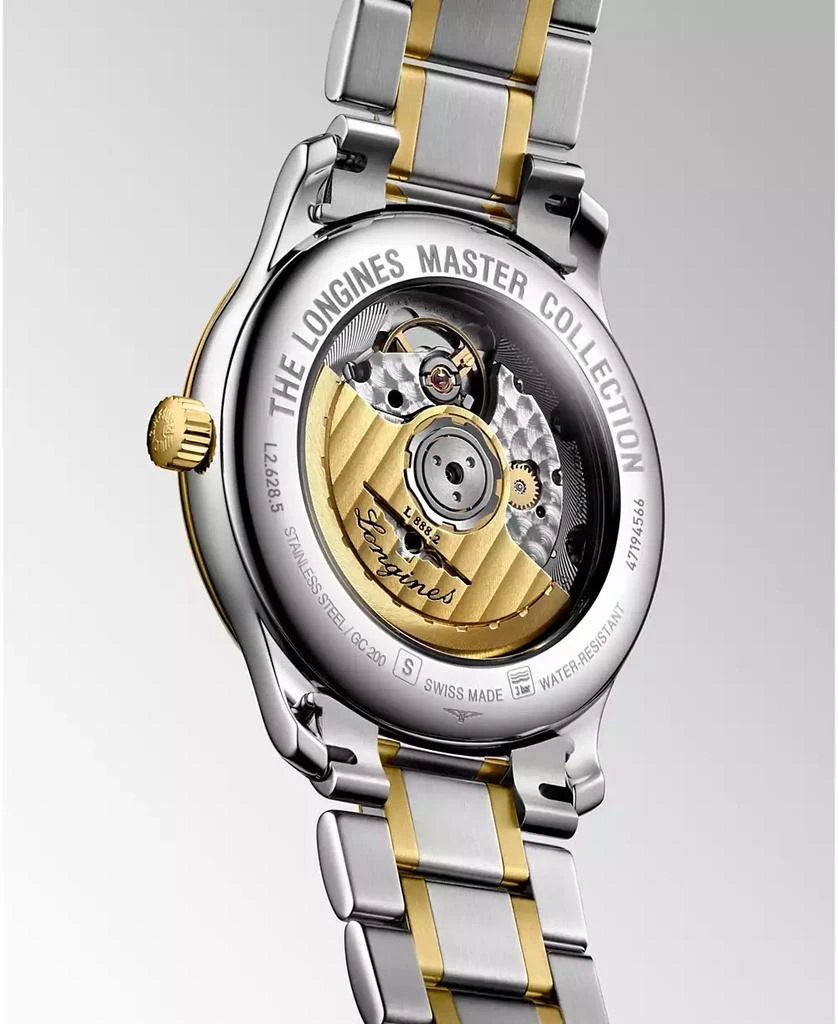 商品Longines|Men's Swiss Automatic Master Diamond Accent 18k Gold and Stainless Steel Bracelet Watch 39mm L26285777,价格¥30379,第5张图片详细描述