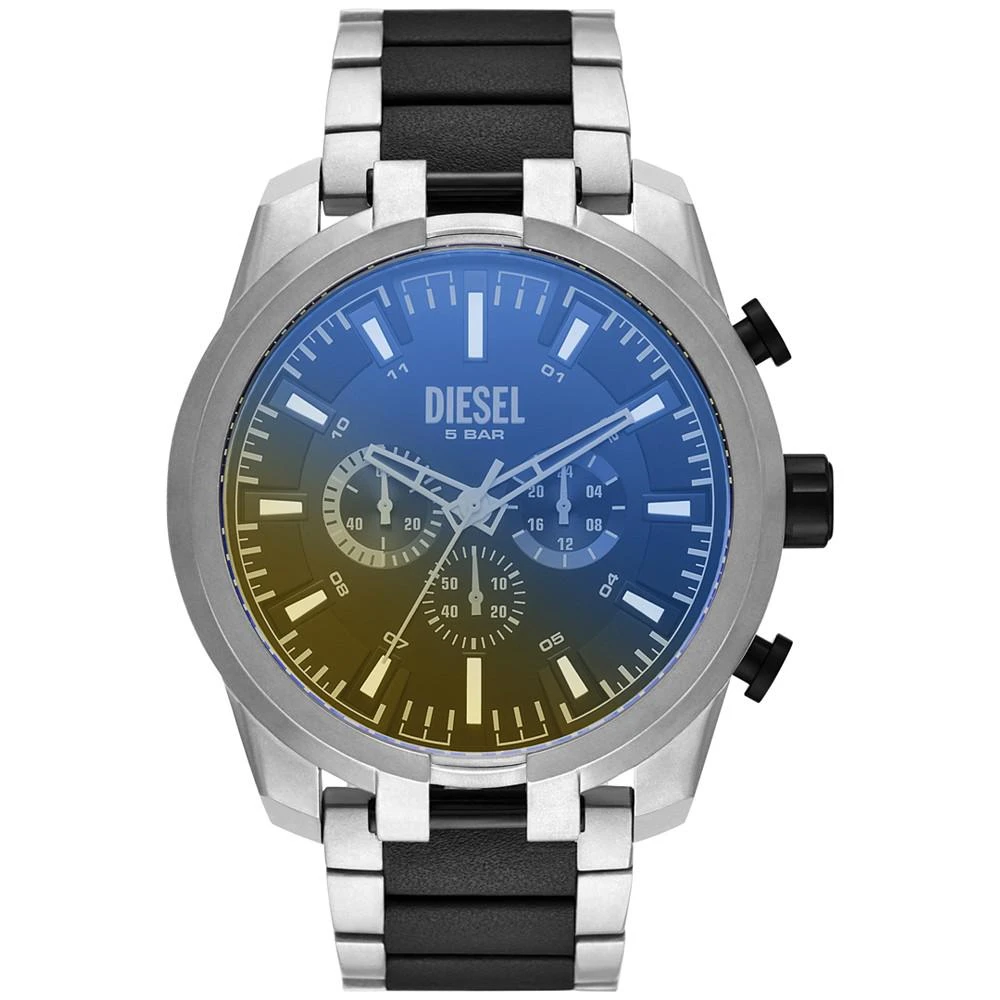 商品Diesel|Men's Chronograph Split Black Leather & Stainless Steel Bracelet Watch 51mm,价格¥1340,第1张图片