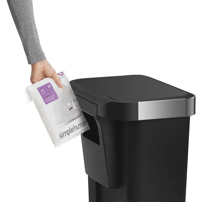 商品simplehuman|45 Liter Rectangular Liner Rim Kitchen Trash Can with Liner Pocket,价格¥748,第3张图片详细描述