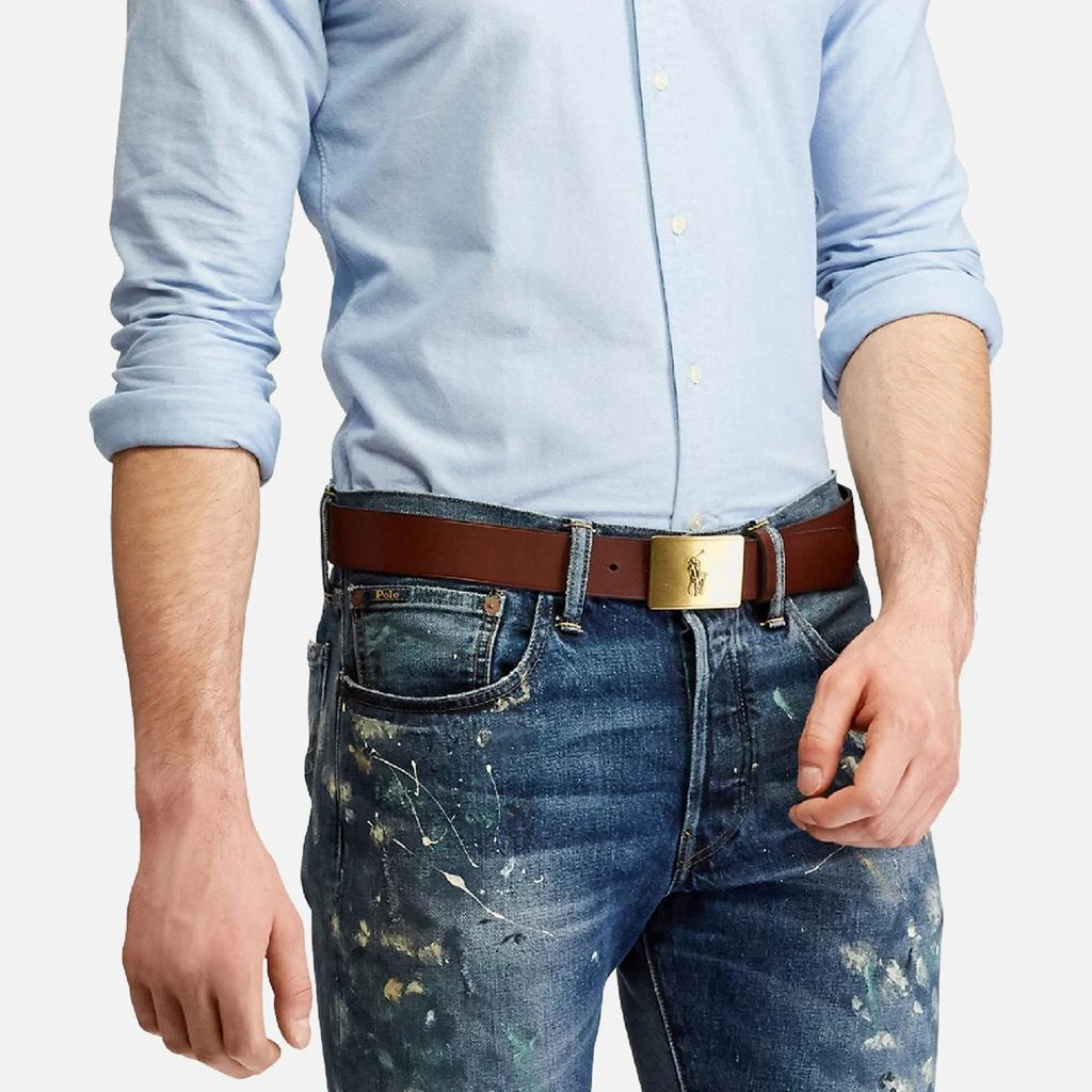 商品Ralph Lauren|Men's 36mm Plaque Vachetta Belt - Brown,价格¥619,第2张图片详细描述