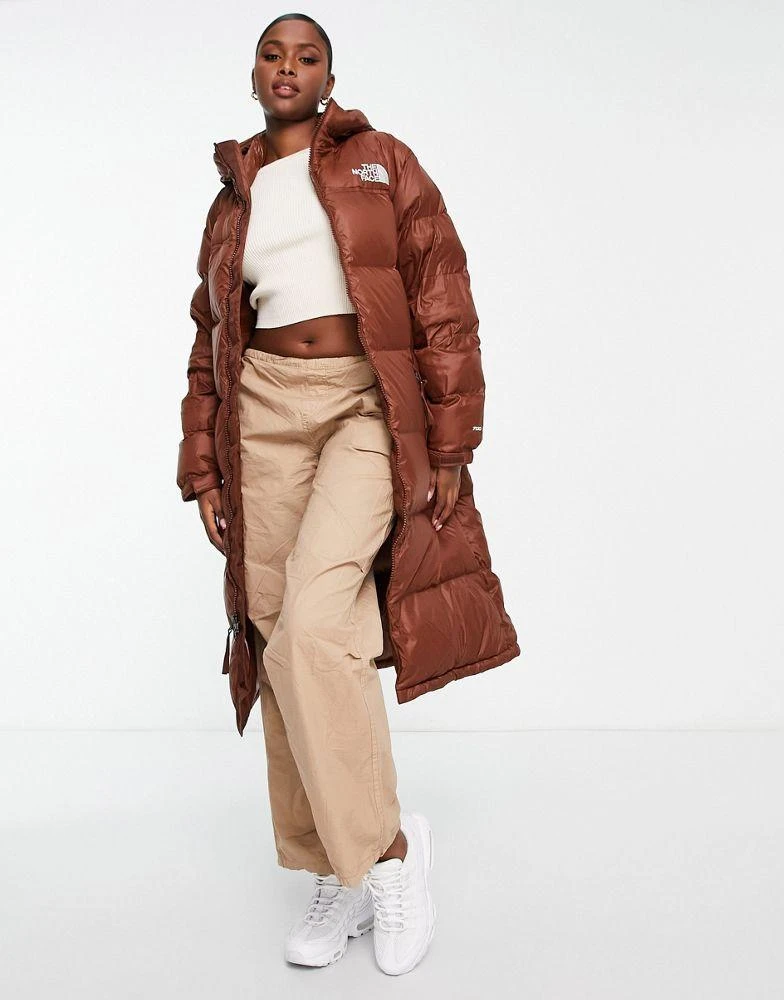 商品The North Face|The North Face Nuptse belted long down parka coat in brown,价格¥2853,第2张图片详细描述