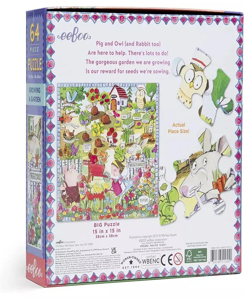 商品Eeboo|Growing a Garden Jigsaw Puzzle Set, 64 Piece,价格¥105,第3张图片详细描述