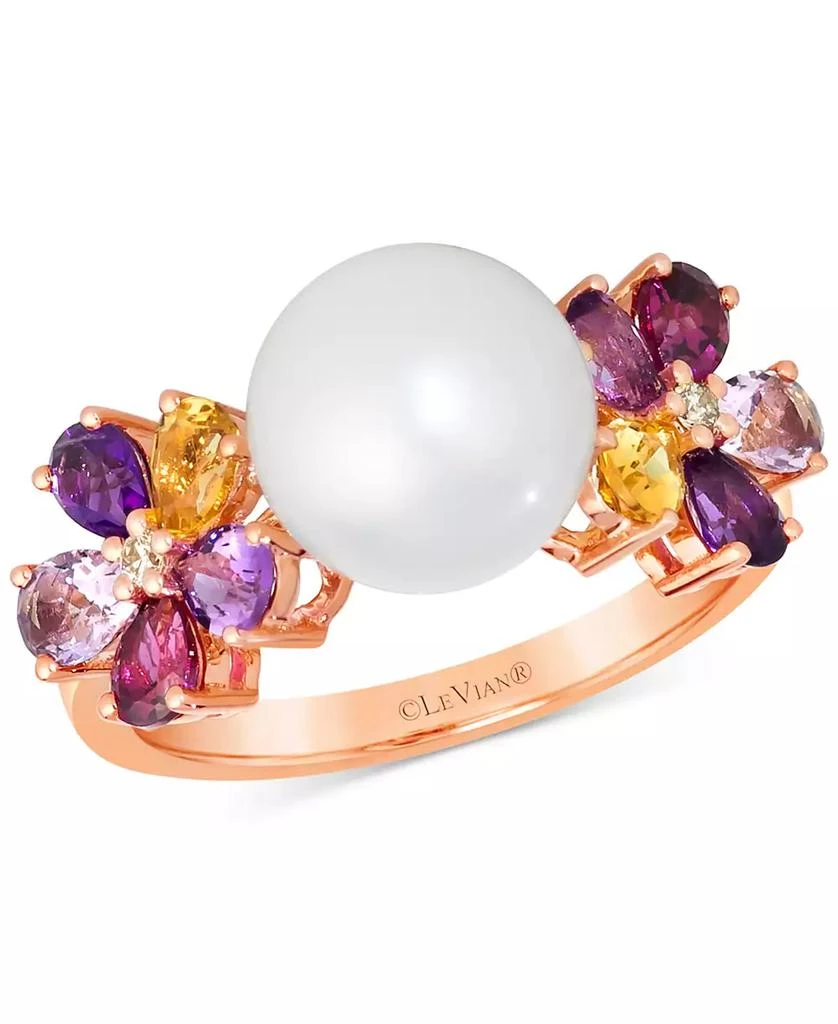 商品Le Vian|Vanilla Pearl (9-1/2mm), Multi-Gemstone (1-1/3 ct. t.w.), & Nude Diamond Accent Flower Ring in 14k Rose Gold,价格¥4202,第1张图片