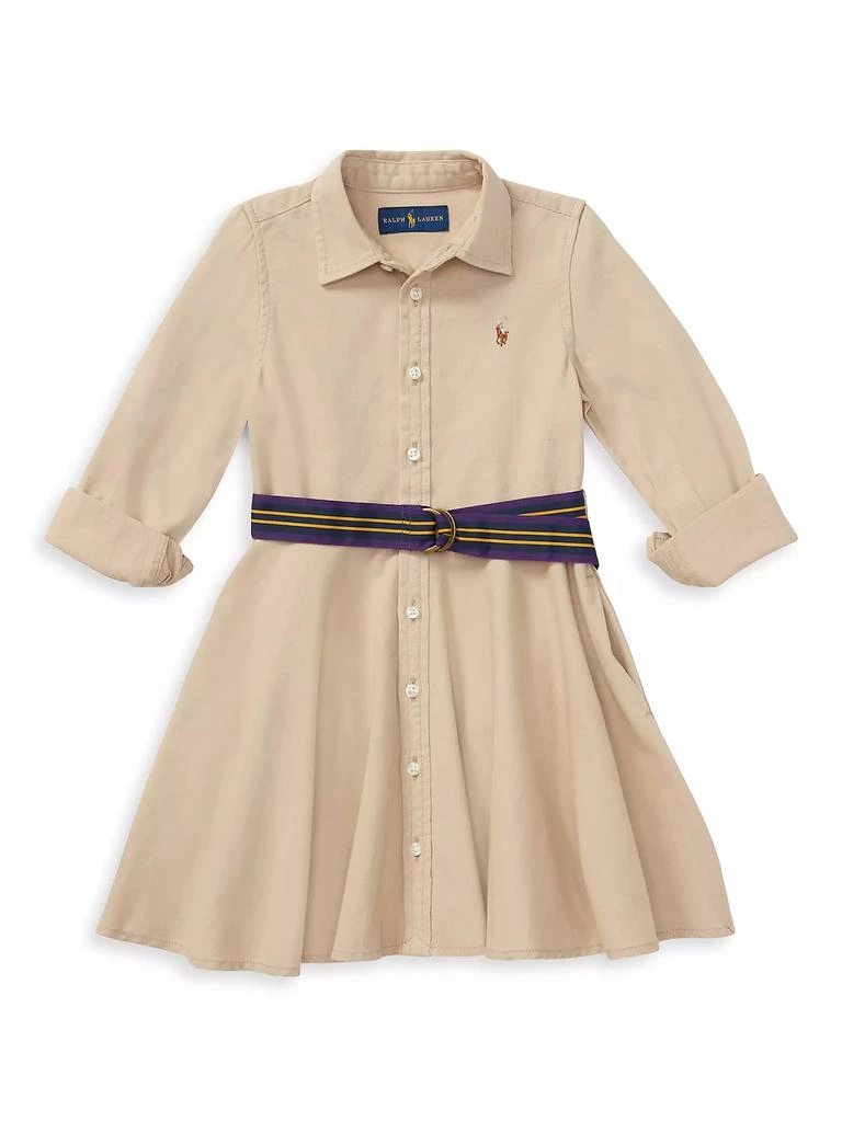 商品Ralph Lauren|Little Girl's & Girl's Belted Chino Dress,价格¥523,第1张图片