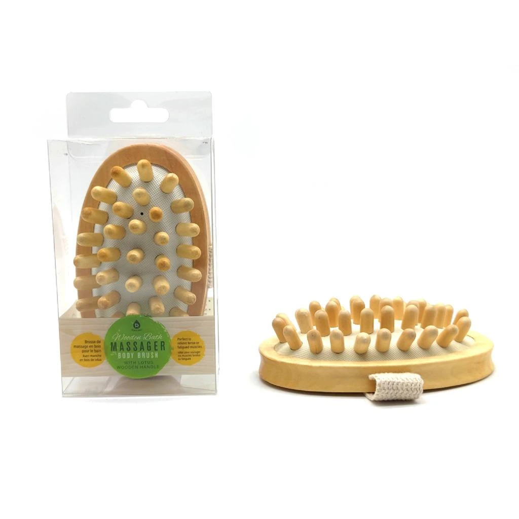 商品PURSONIC|Pursonic Boar Bristle Bath Brush & Rubber Massager with Lotus Wooden Handle,价格¥119,第1张图片