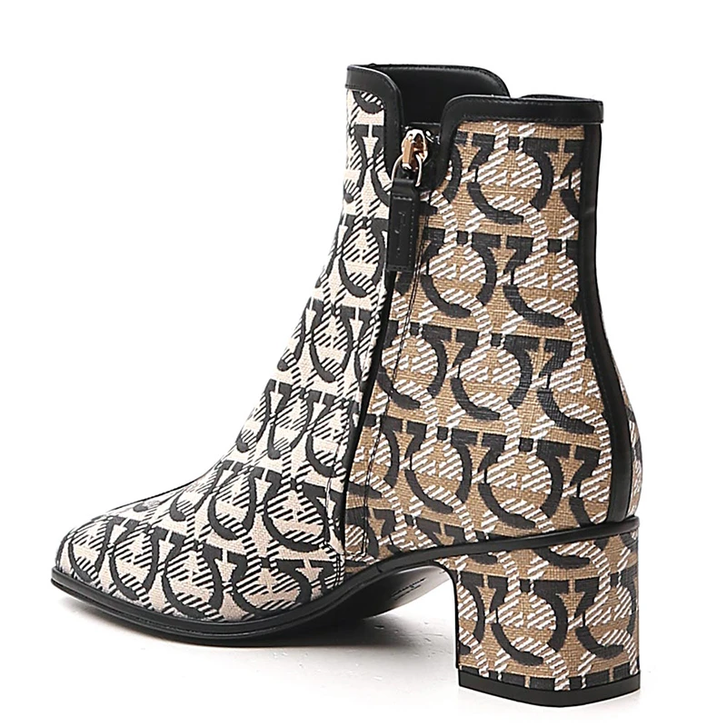 SALVATORE FERRAGAMO 菲拉格慕 女士拼色小牛皮踝靴 01-R414-733209 商品