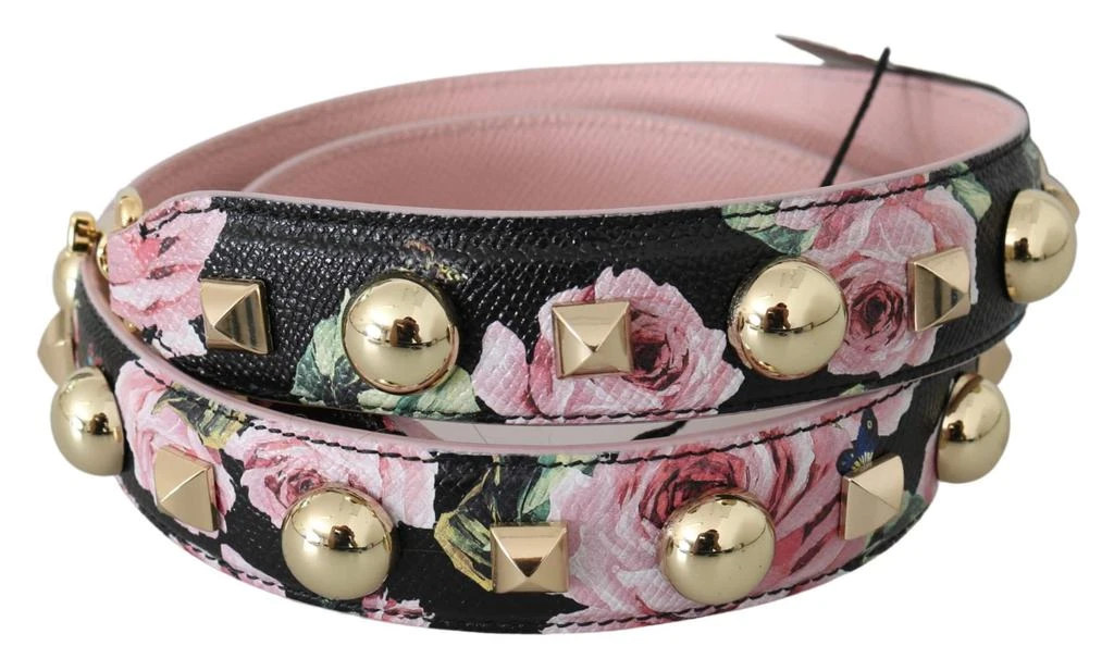 商品Dolce & Gabbana|Dolce & Gabbana Pink Floral Leather Stud Accessory Shoulder Strap,价格¥2148,第3张图片详细描述