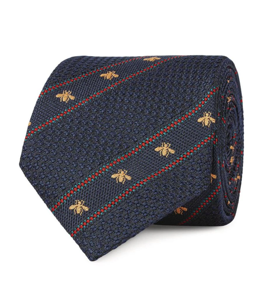 商品Gucci|Silk Bee Web Stripe Tie,价格¥2163,第3张图片详细描述