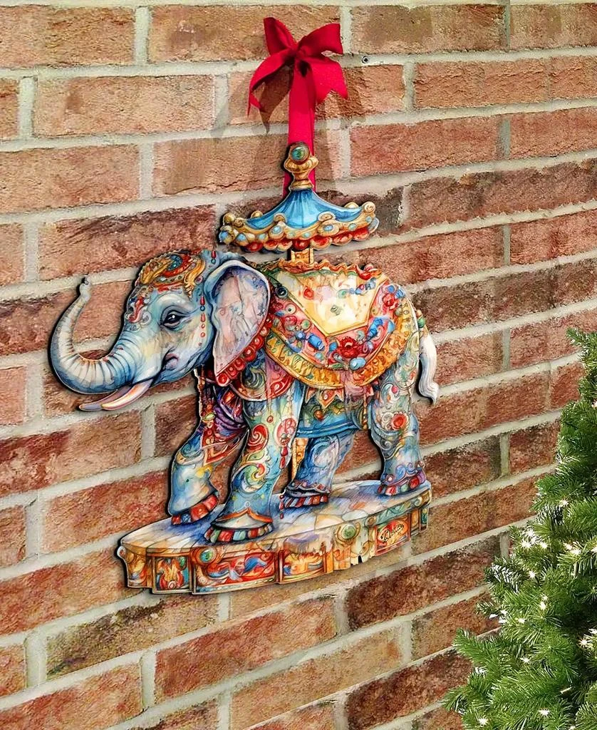 商品Designocracy|Carousel Elephant Christmas Door Decor Wooden Wall Decor G. DeBrekht,价格¥763,第5张图片详细描述